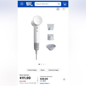 Laifen Hair Dryer Swift 1400W, 200 Million Negative Ionic Blow Dryer ( White )